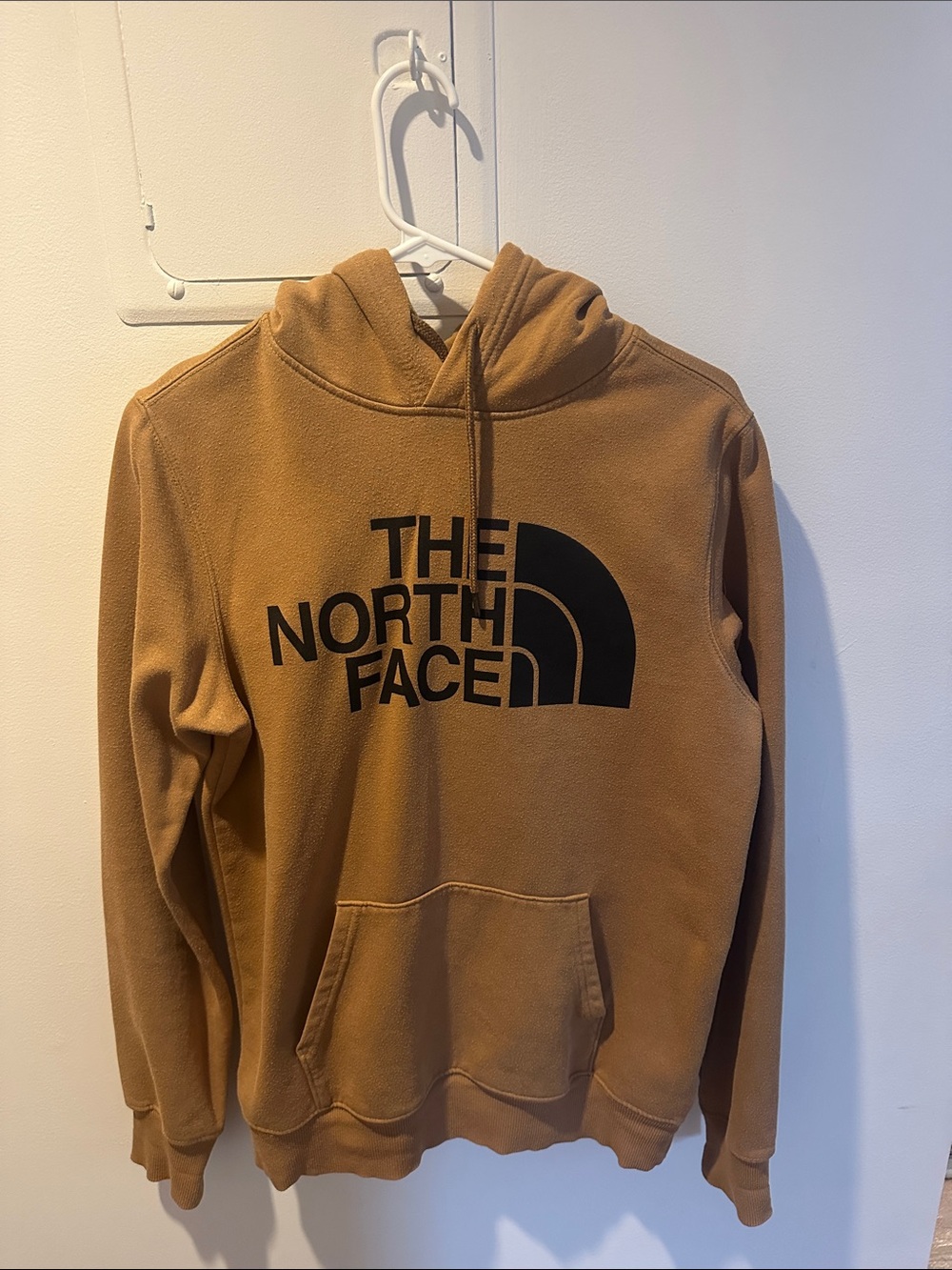 The North Face Men's Tan/Brown Fleece Hoodie with Black Logo